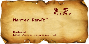 Mahrer René névjegykártya